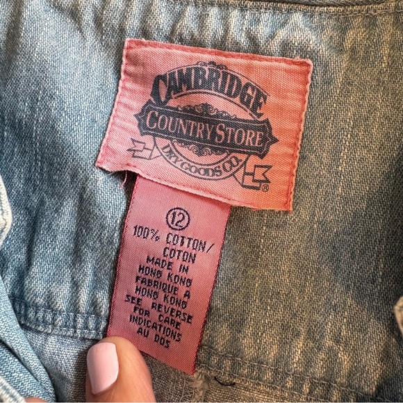 Vintage Denim Maxi Dress Long Line Pearl Snap Buttons Cowgirl Chambray Cottage - Picture 11 of 12